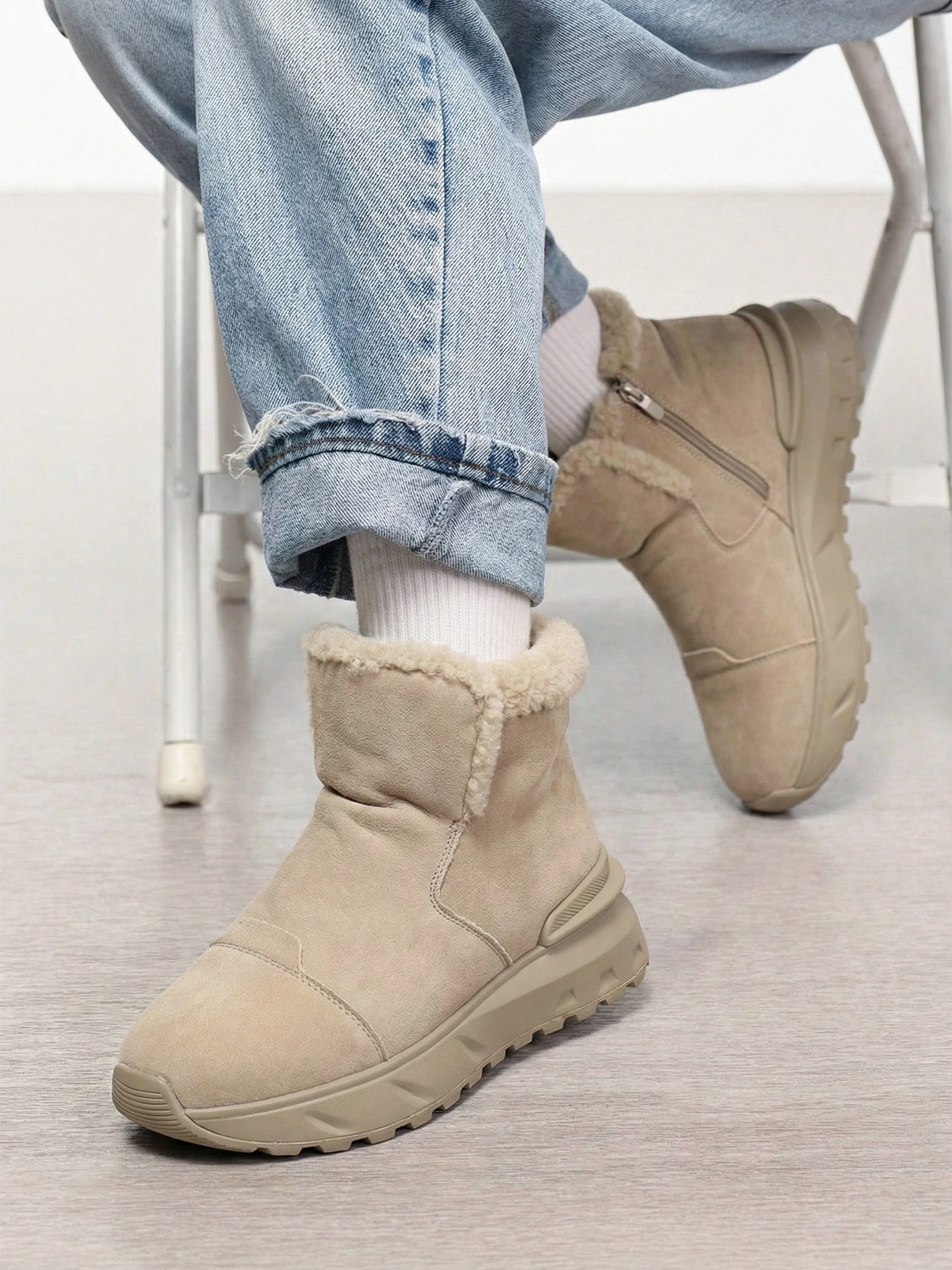 Ботинки цвета хаки на рельефной подошве